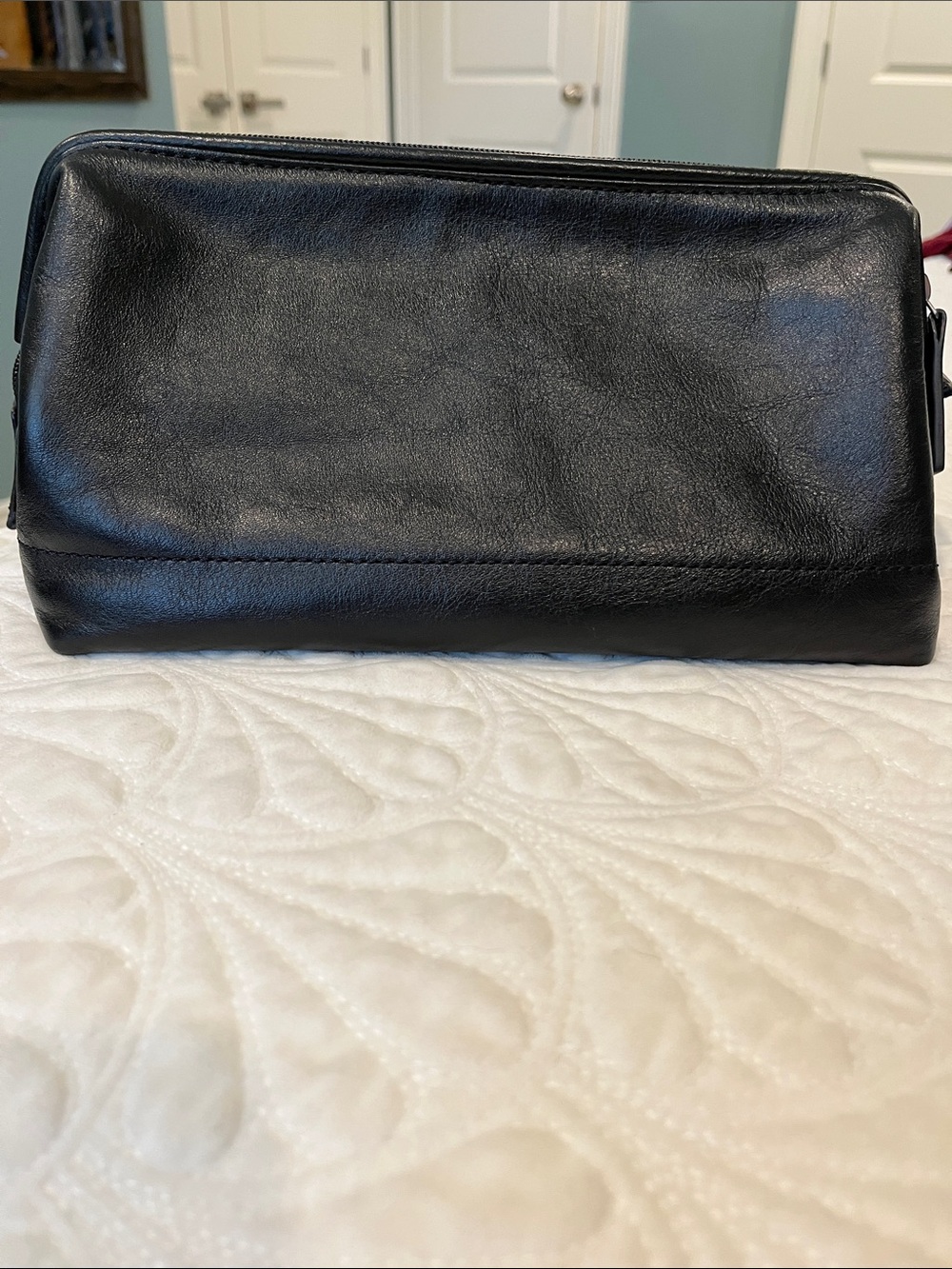Fossil Black Leather Men's Toiletry Shaving Kit